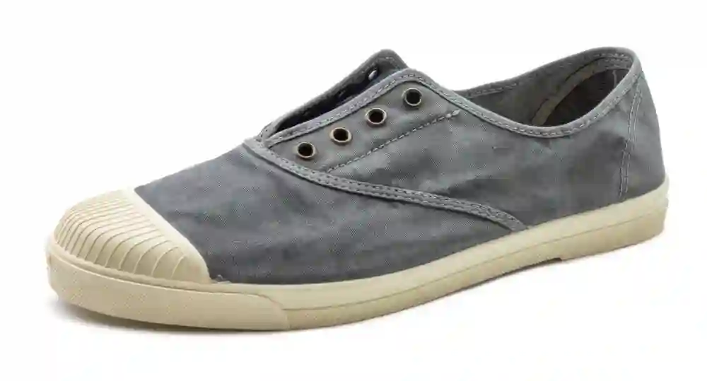 Zapatilla de lona gris con elástico y puntera de goma Natural World. Tallas 35 a 41.