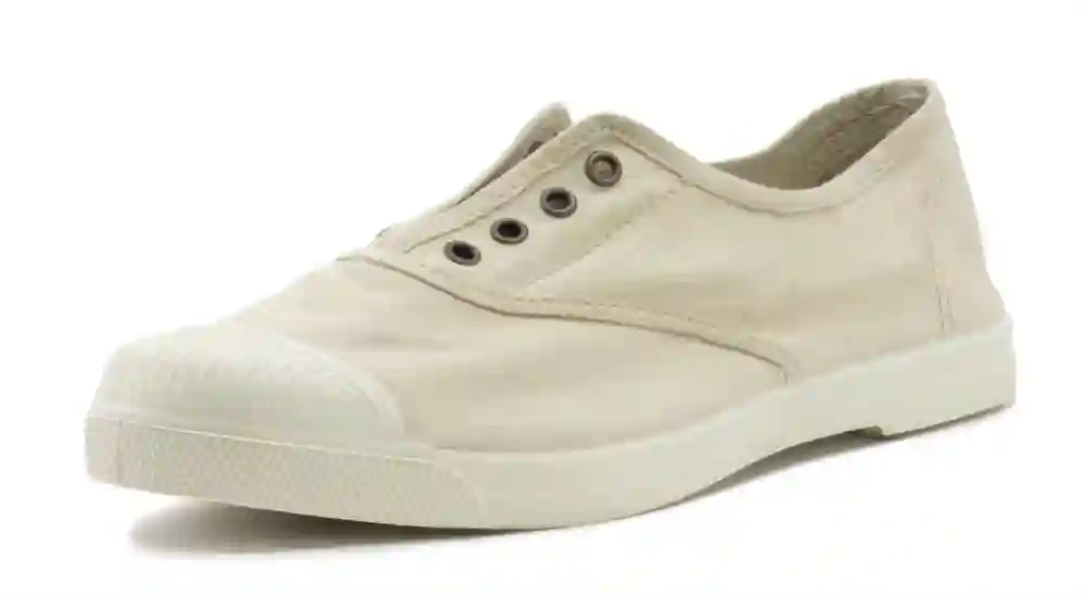 Zapatilla de lona cruda con elástico y puntera de goma Natural World. Tallas 35 a 41