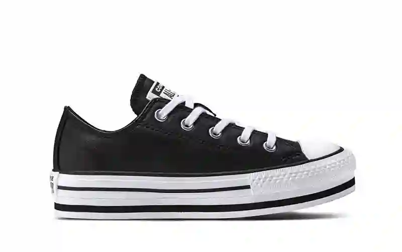 All Star Plataforma Piel Negro. Talla 35 a 38.5.