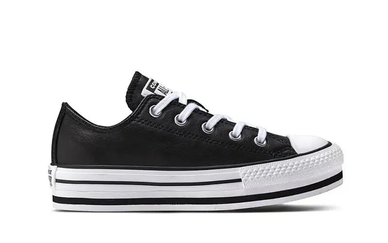 All Star Plataforma Piel Negro. Talla 35 a 38.5.