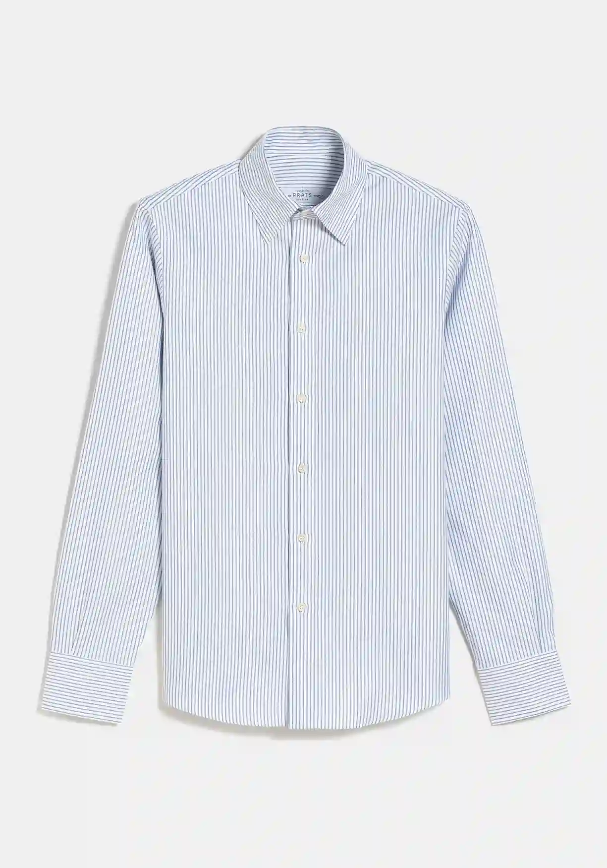 Navy Blue Striped White Oxford Shirt