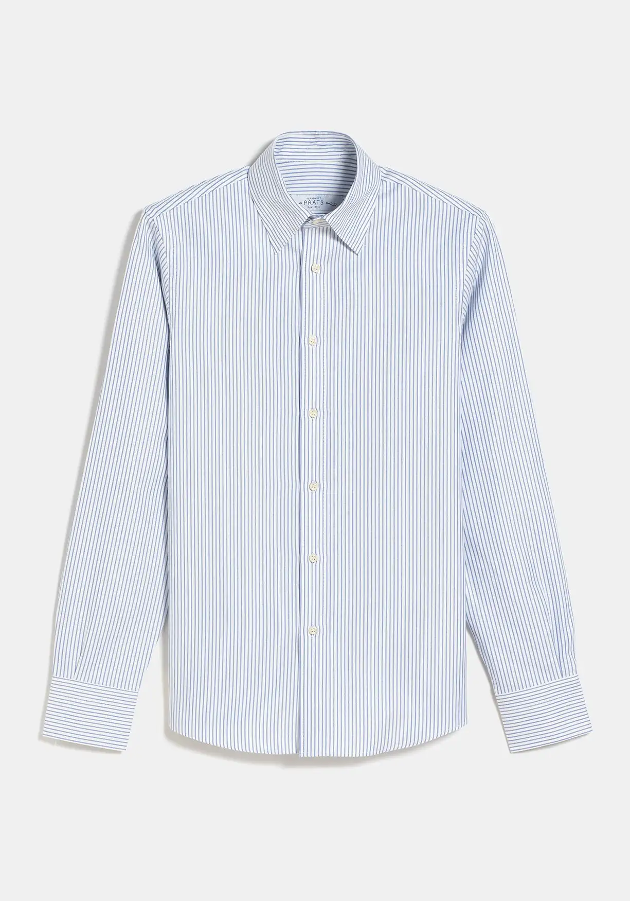 Navy Blue Striped White Oxford Shirt