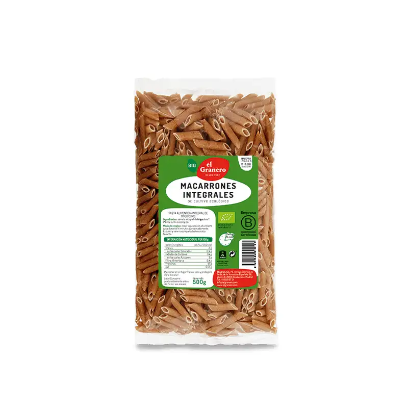Macarrones de Trigo Integral Duro 500 Gr.