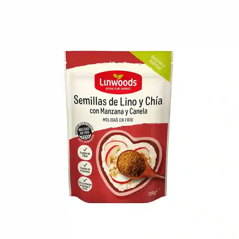 Semillas de Chía y Lino Molidas Con Manzana y Canela Linwoods 200 Gr.