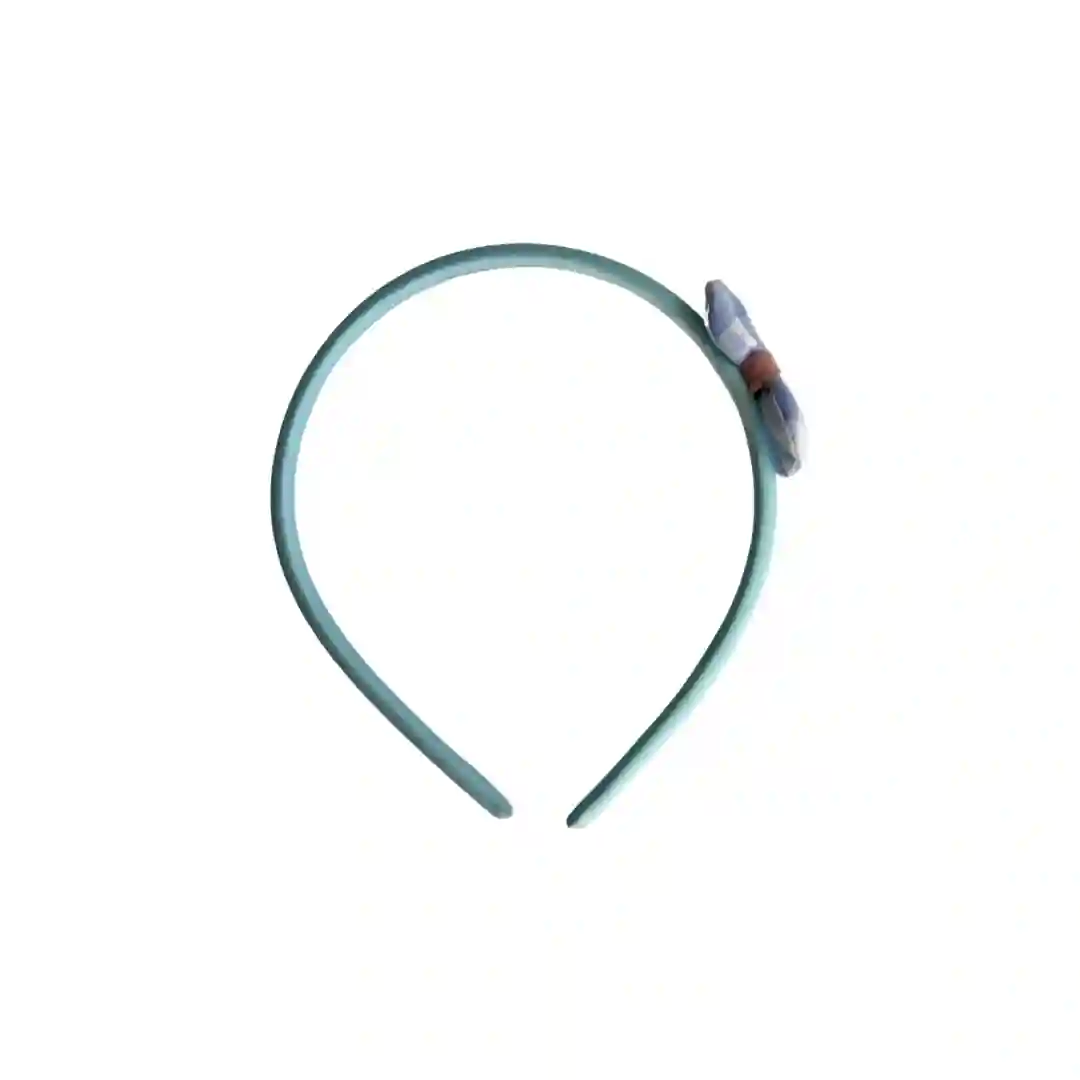 Diadema con lazo mini vichy azul
