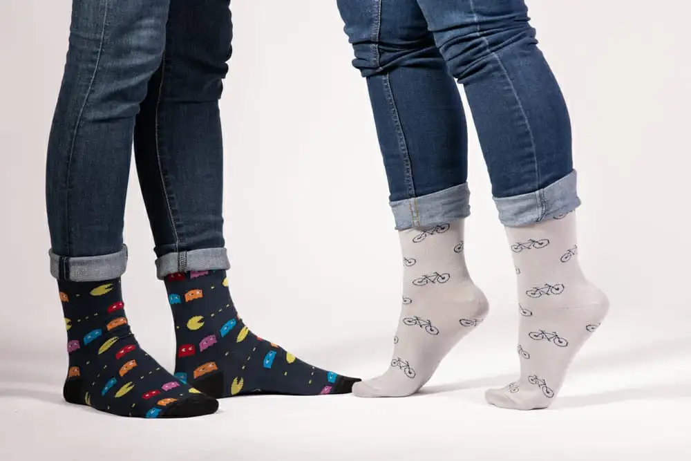 Fun socks with gray bicycle drawing - Image 4