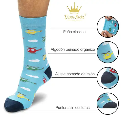 Funny Blue Blue Helicopter socks - Image 6