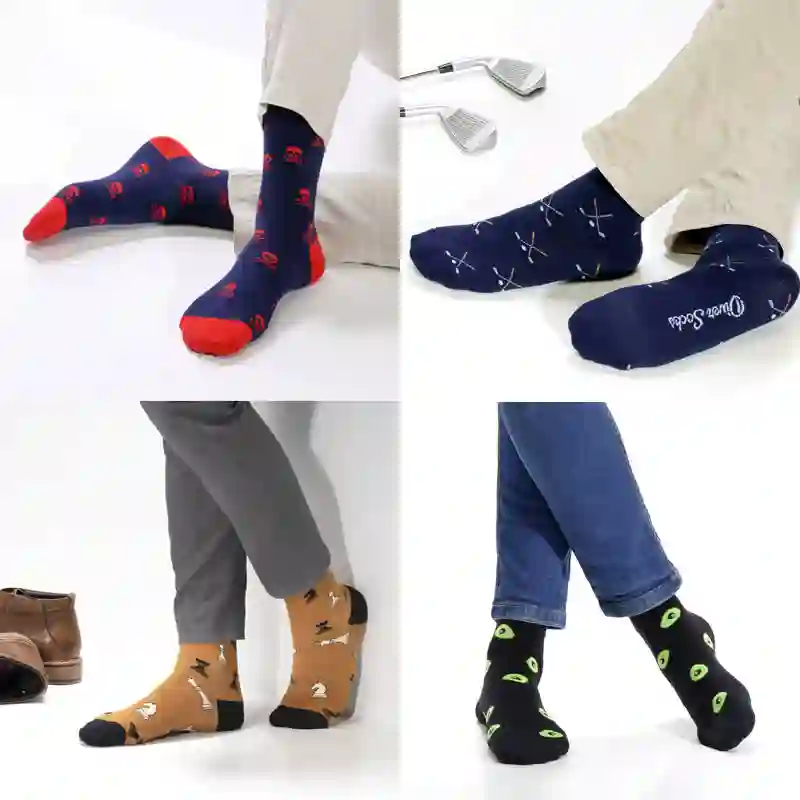 Pack socks: skulls + golf + chess + avocados