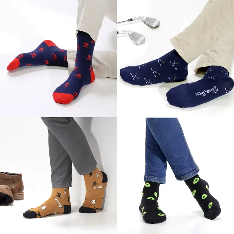 Pack socks: skulls + golf + chess + avocados