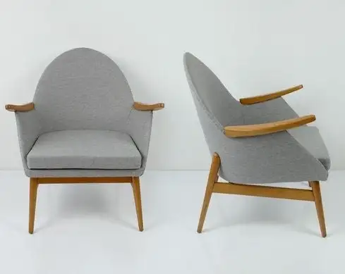 2 gray scandinavo design cocktail armchairs - Image 2