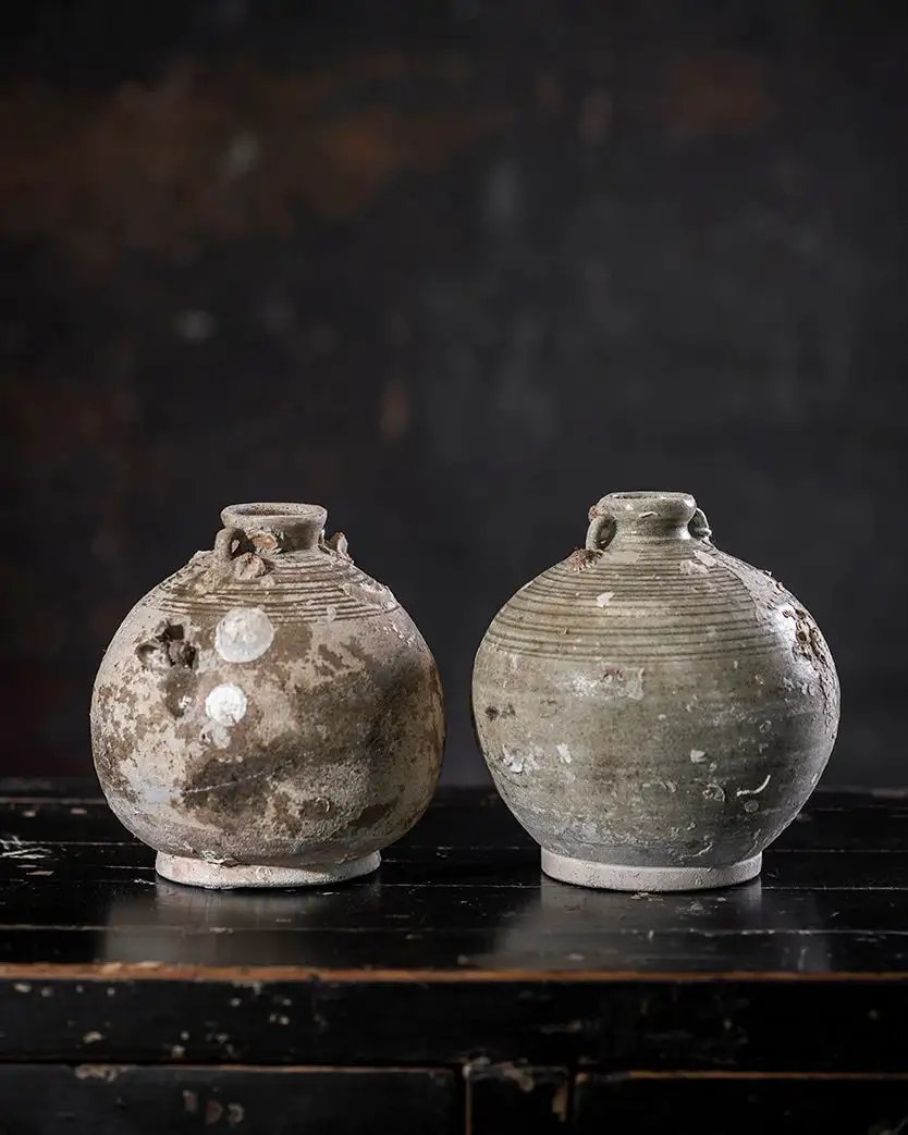 Ancient Sawankhalok vases of ceramics