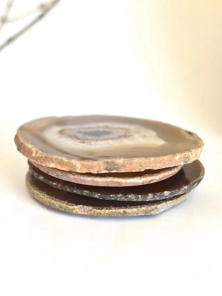 Set of 4 brown agate. - Image 3