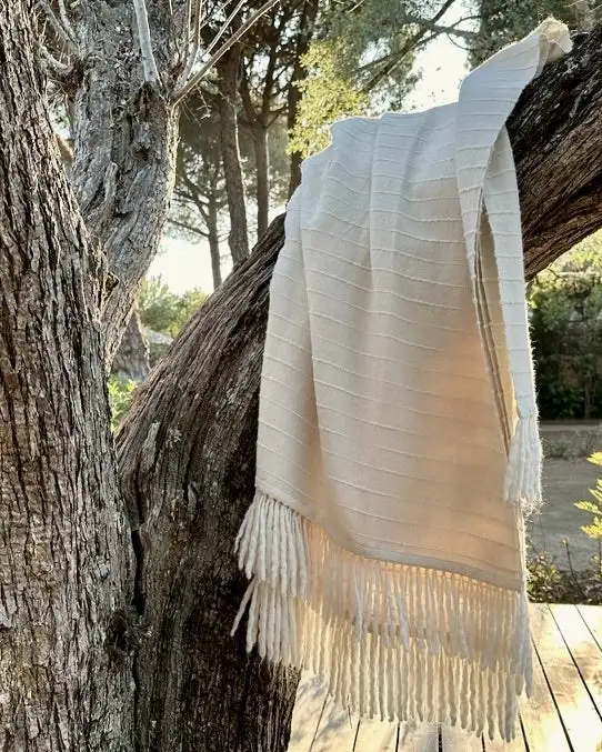 Manta blanca de baby alpaca - Imagen 4