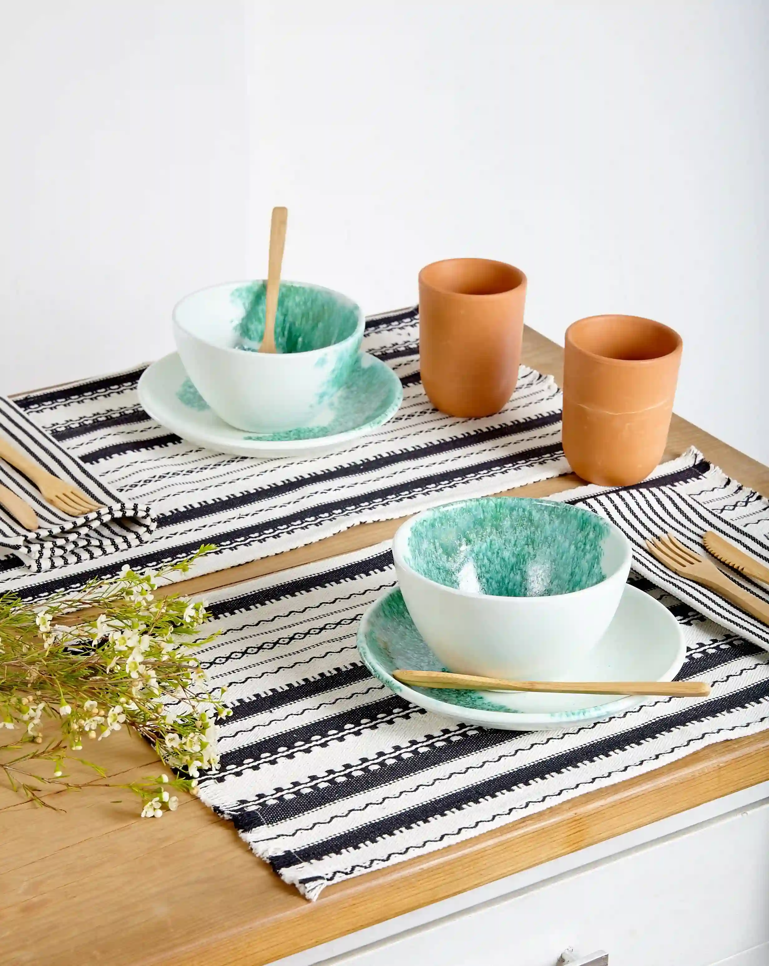Manteles individuales a rayas conjunto de 6