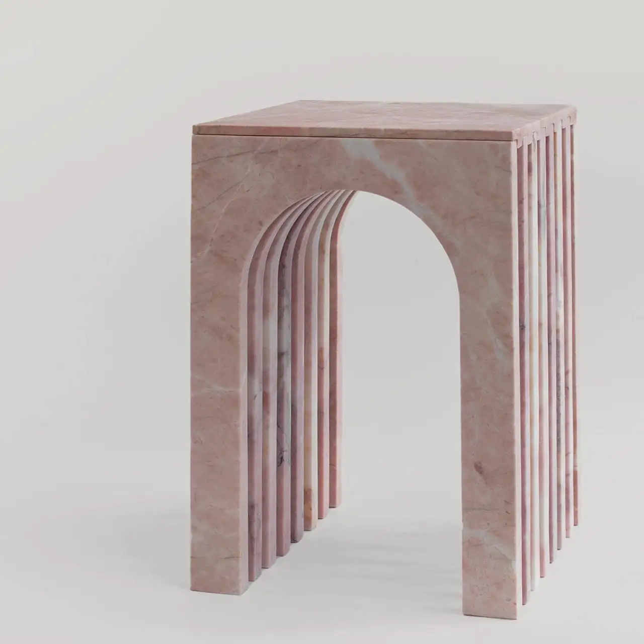 Mesa auxiliar rosa de mármol - Imagen 3