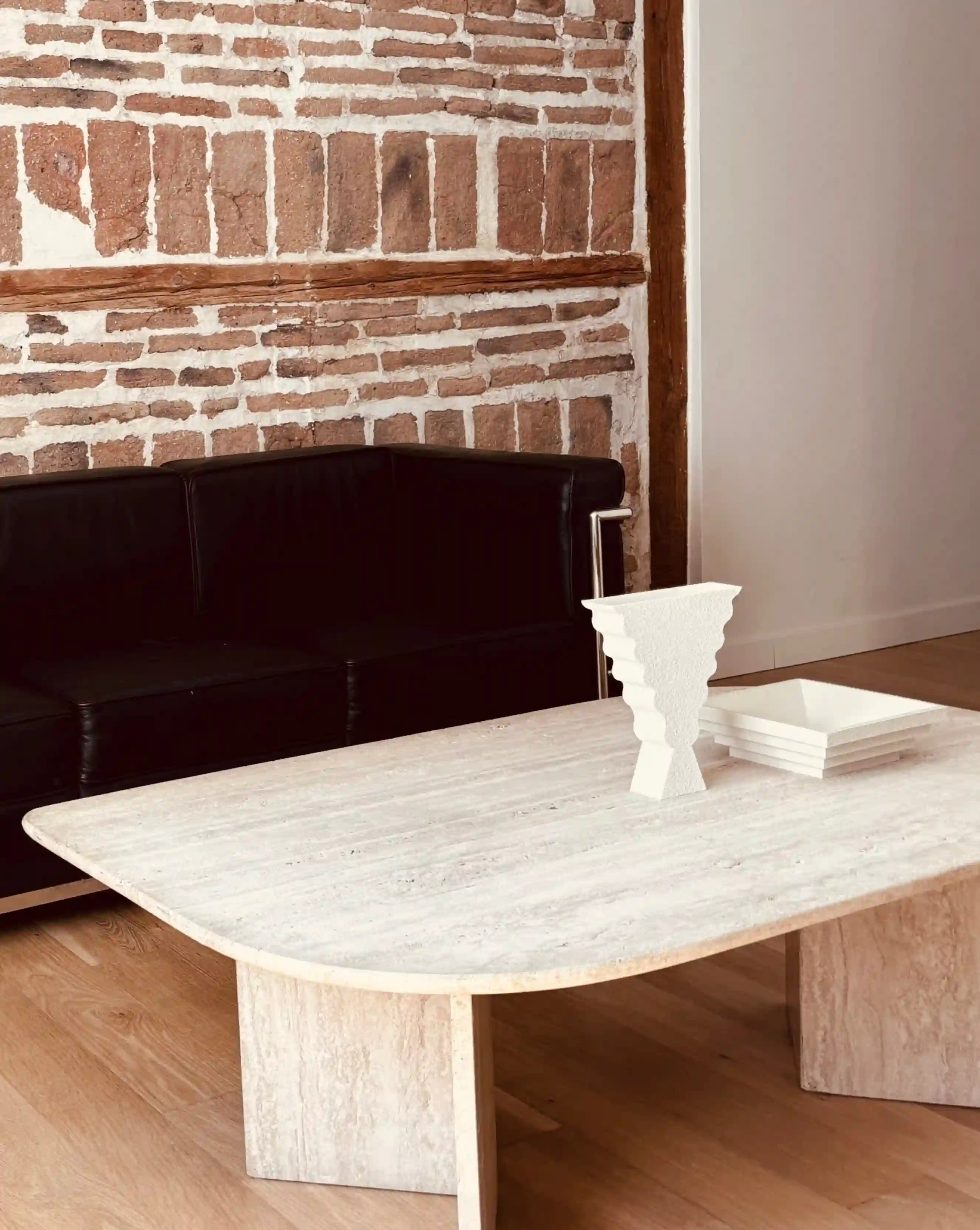 Mesa de centro de mármol travertino