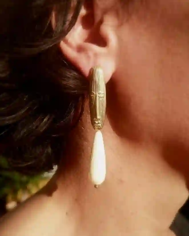 Long golden earrings
