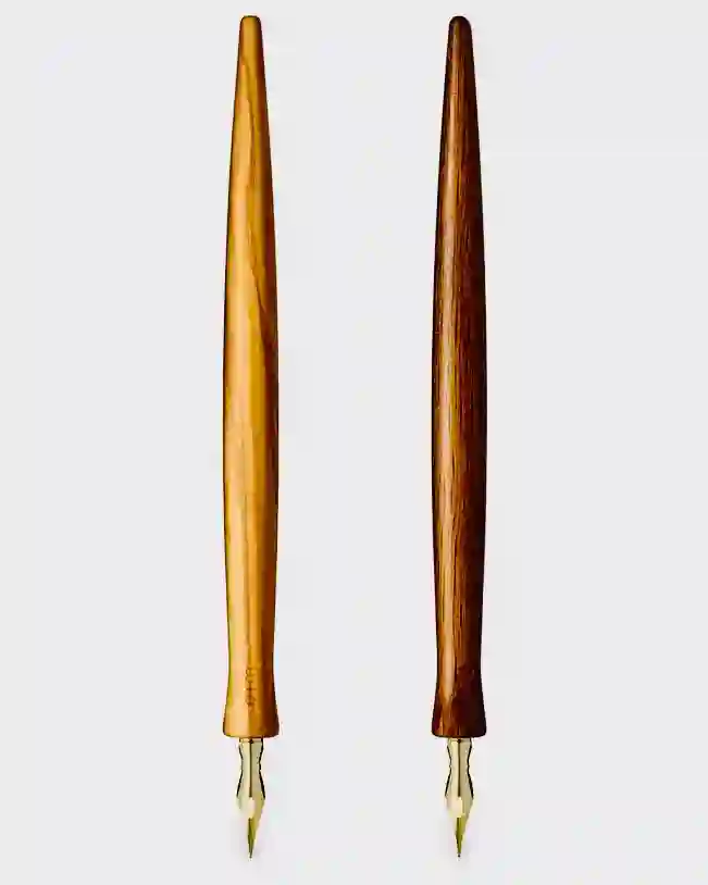 Curve solid oak writing pen