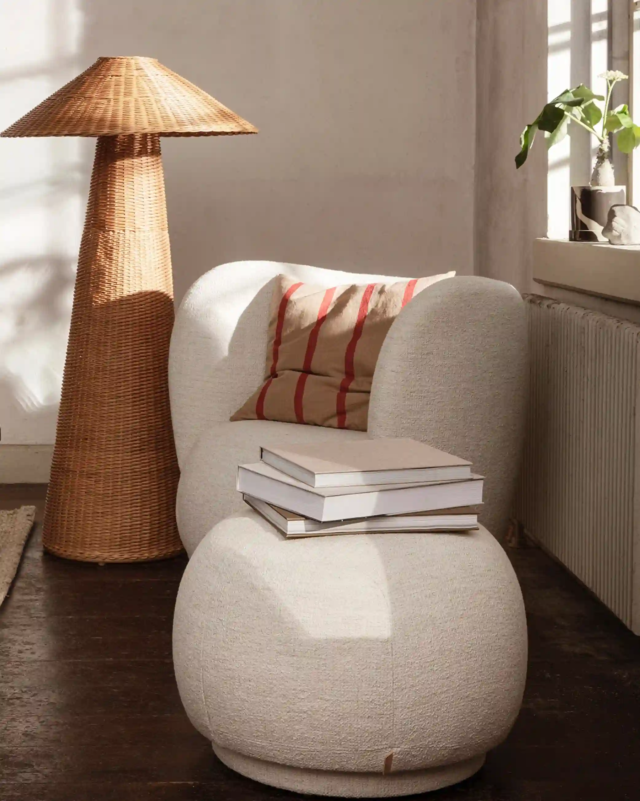 White Bouclé armchair