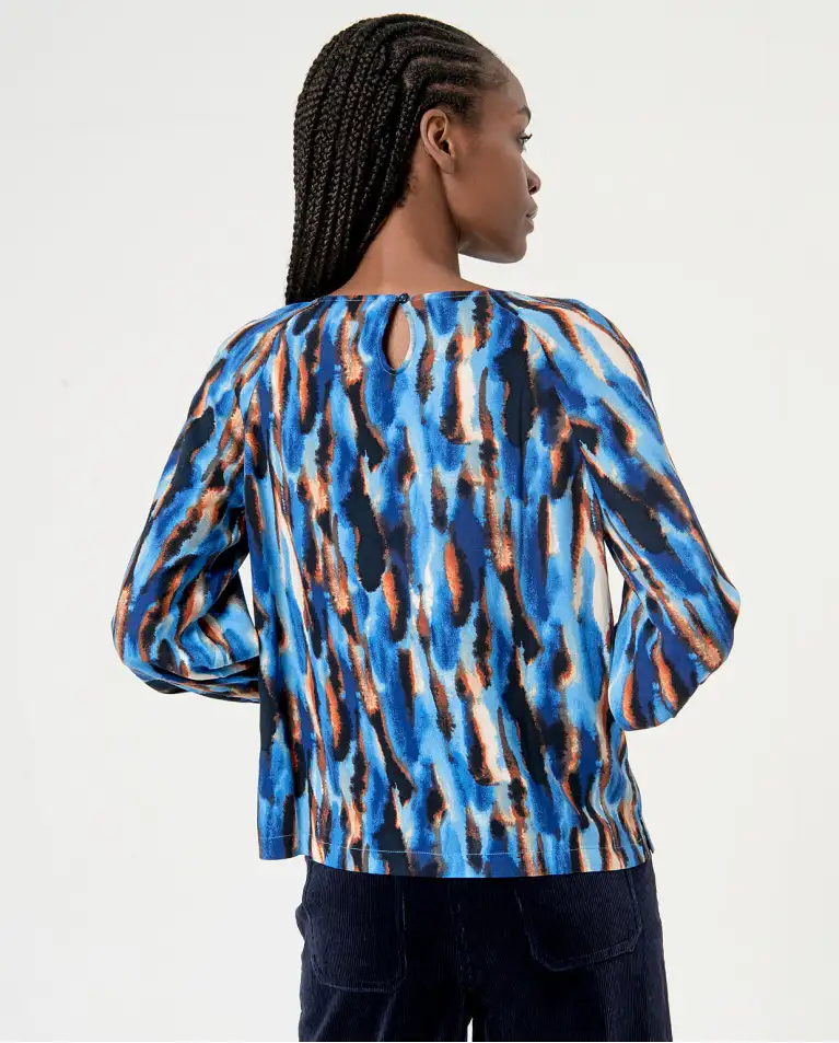Blusa fluida AZUL - Imagen 2