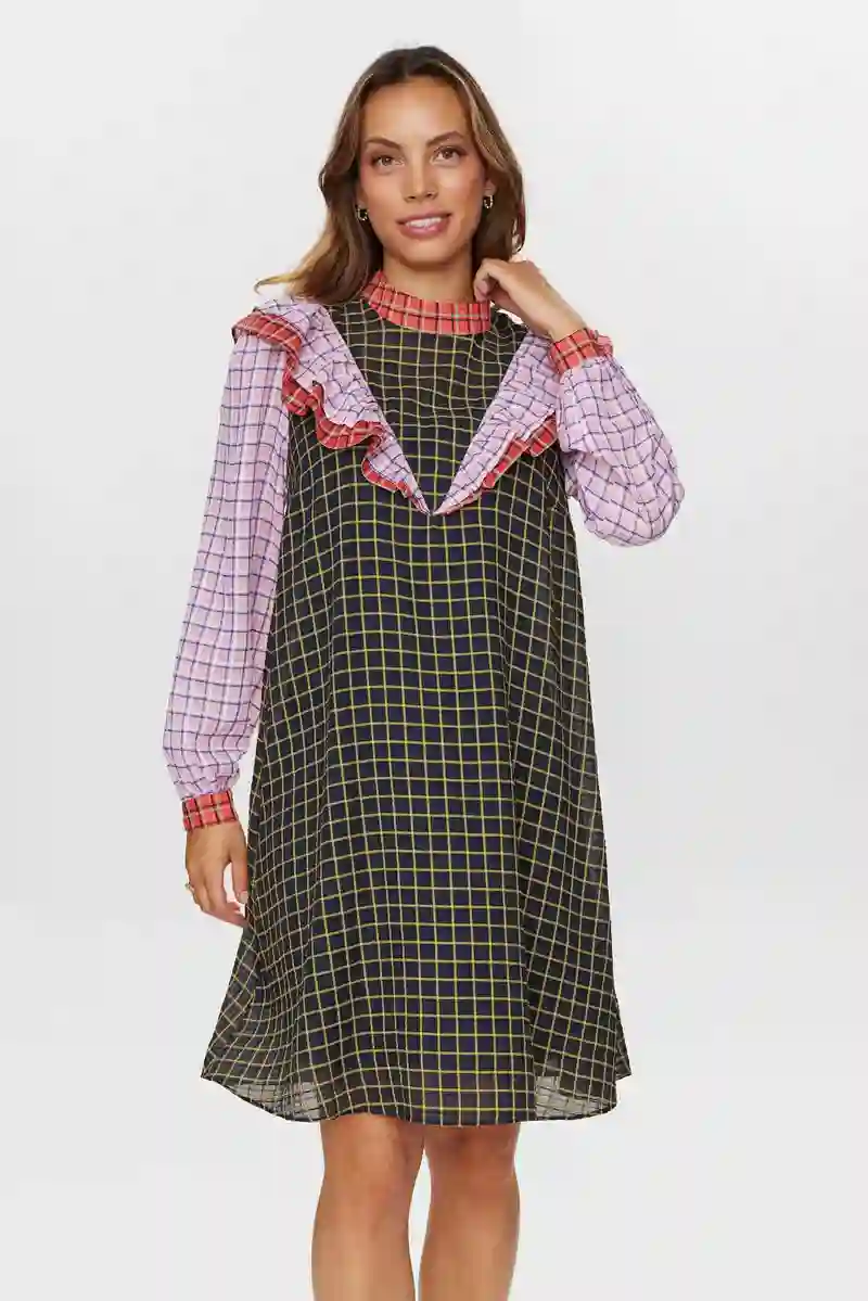 Vestido corto a cuadros ROSA