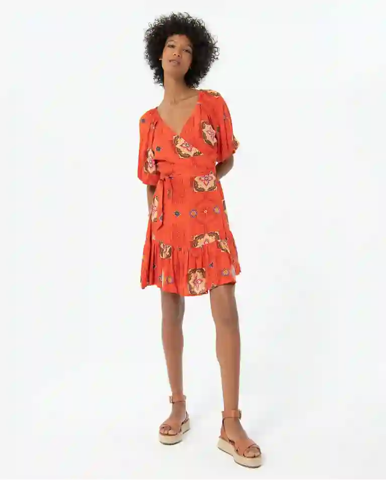 Vestido corto de bambula CORAL