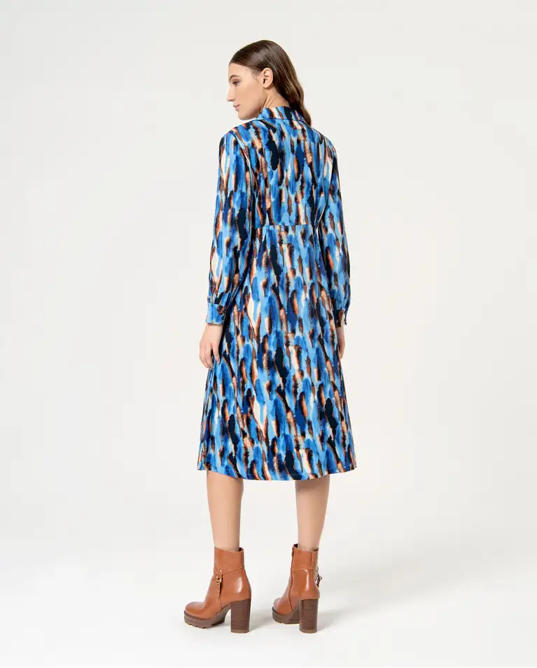 Vestido midi camisero AZUL - Imagen 2
