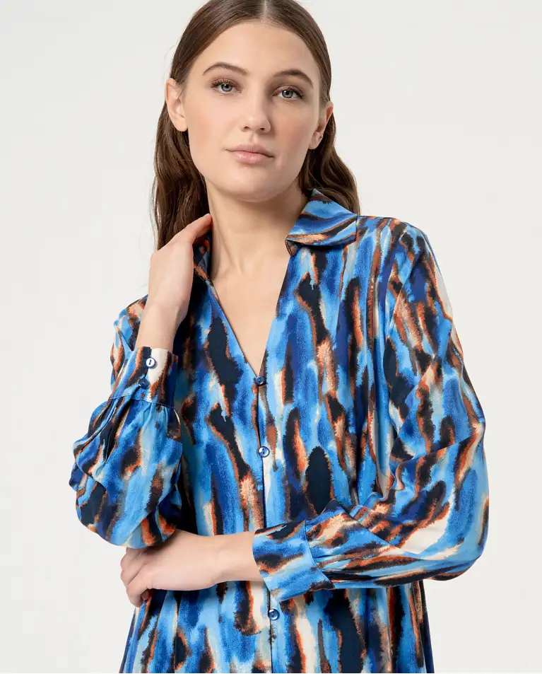 Vestido midi camisero AZUL - Imagen 3
