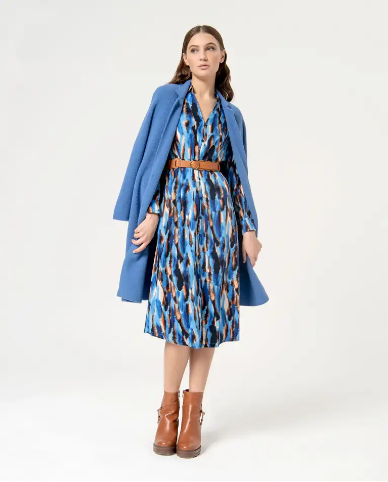 Vestido midi camisero AZUL - Imagen 4