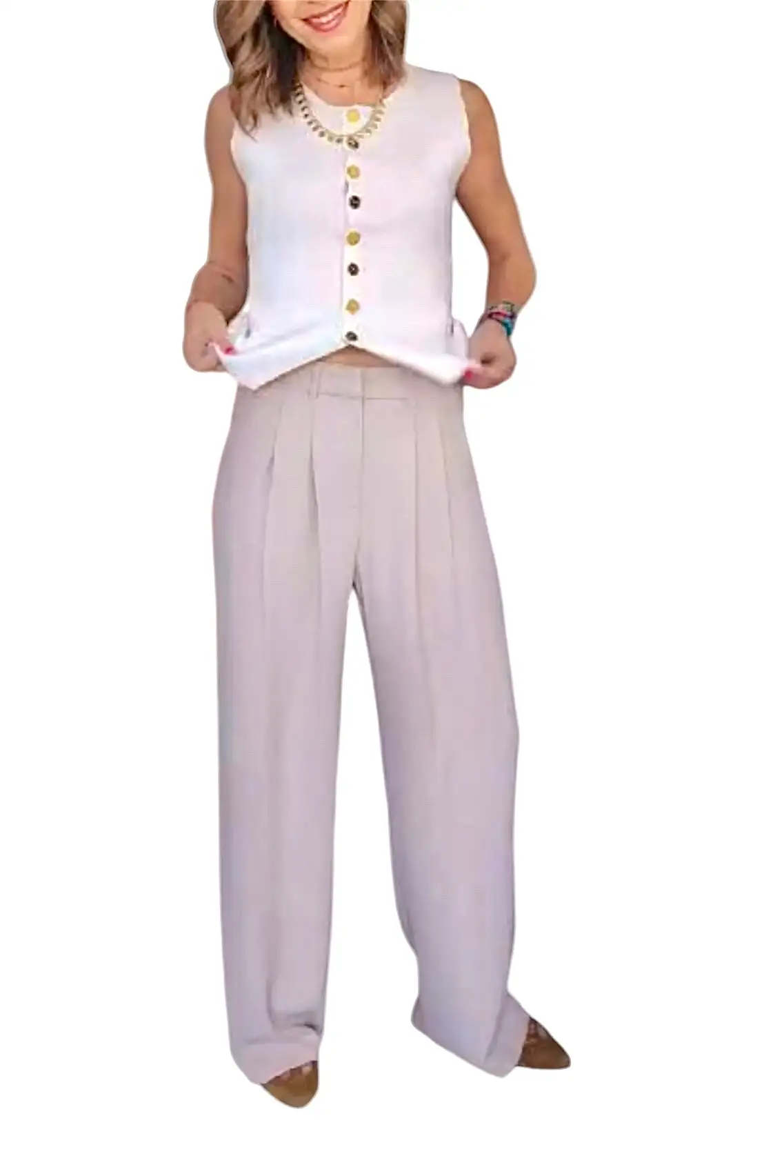 Pantalón fluido camel - Imagen 2
