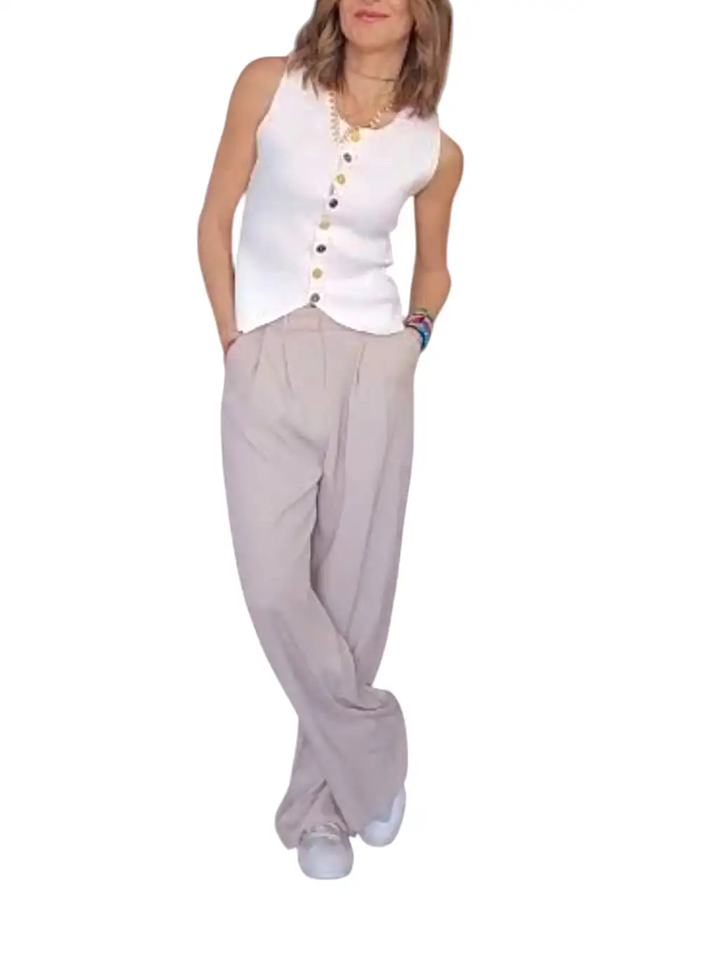 Pantalón fluido camel - Imagen 3