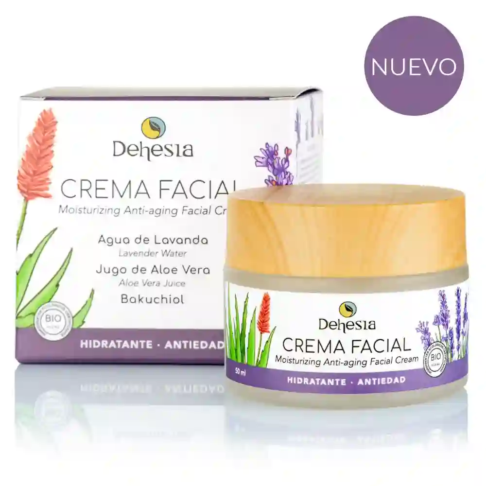 Crema Facial de Lavanda, Jugo de Aloe Vera y Bakuchiol Dehesia
