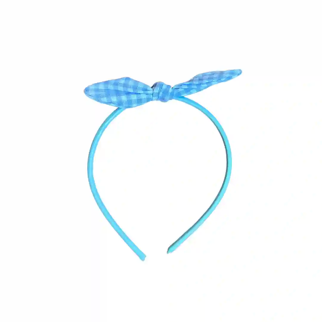 Diadema con lazo vichy azul