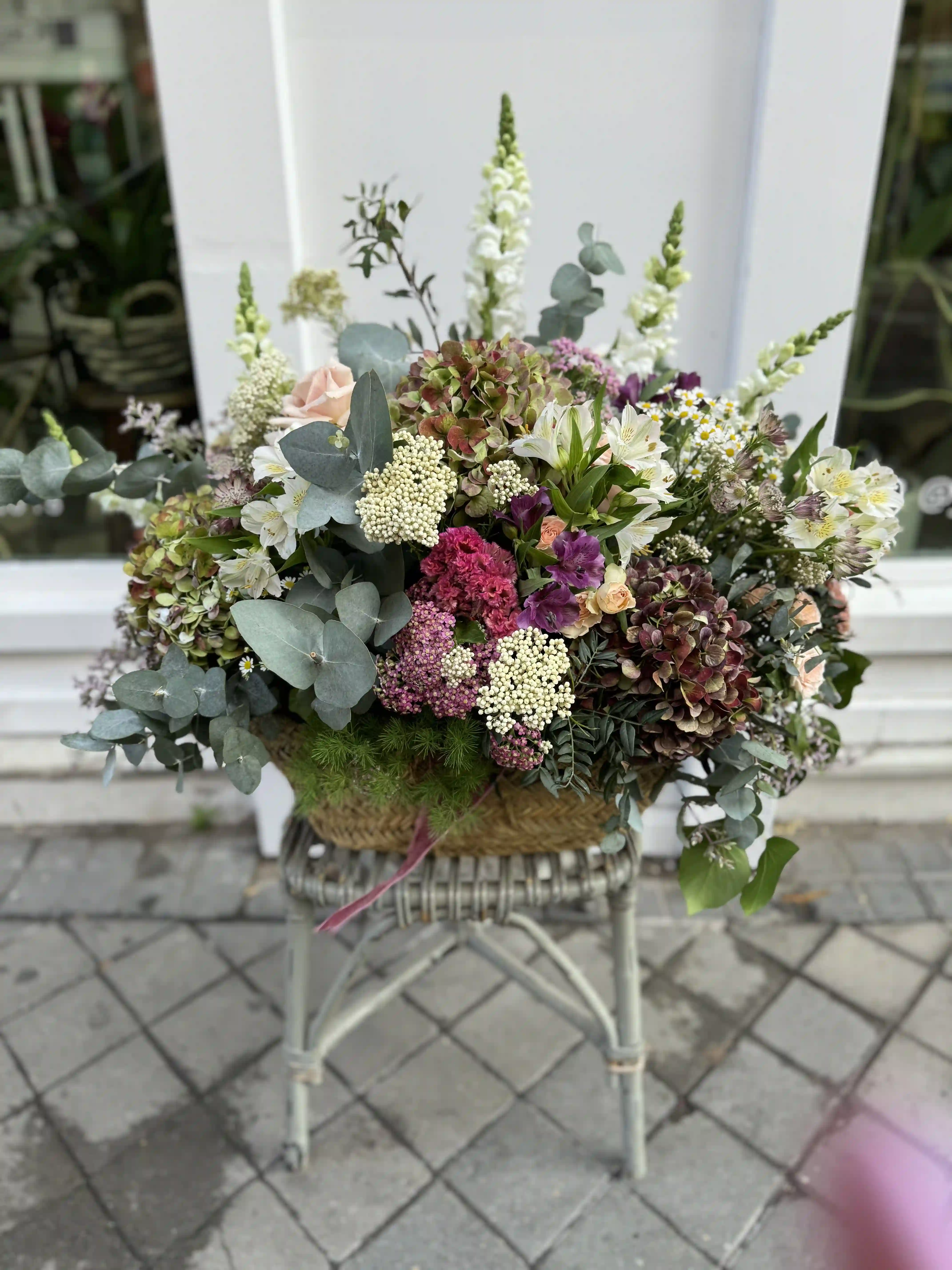 Capazo de Hortensias con Flor Variada Premium