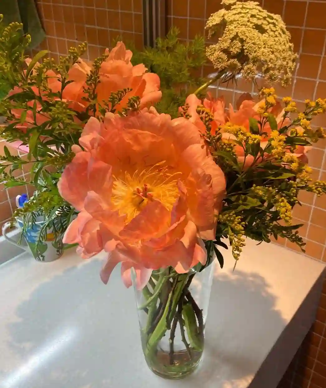 Cristal con flores Peonías