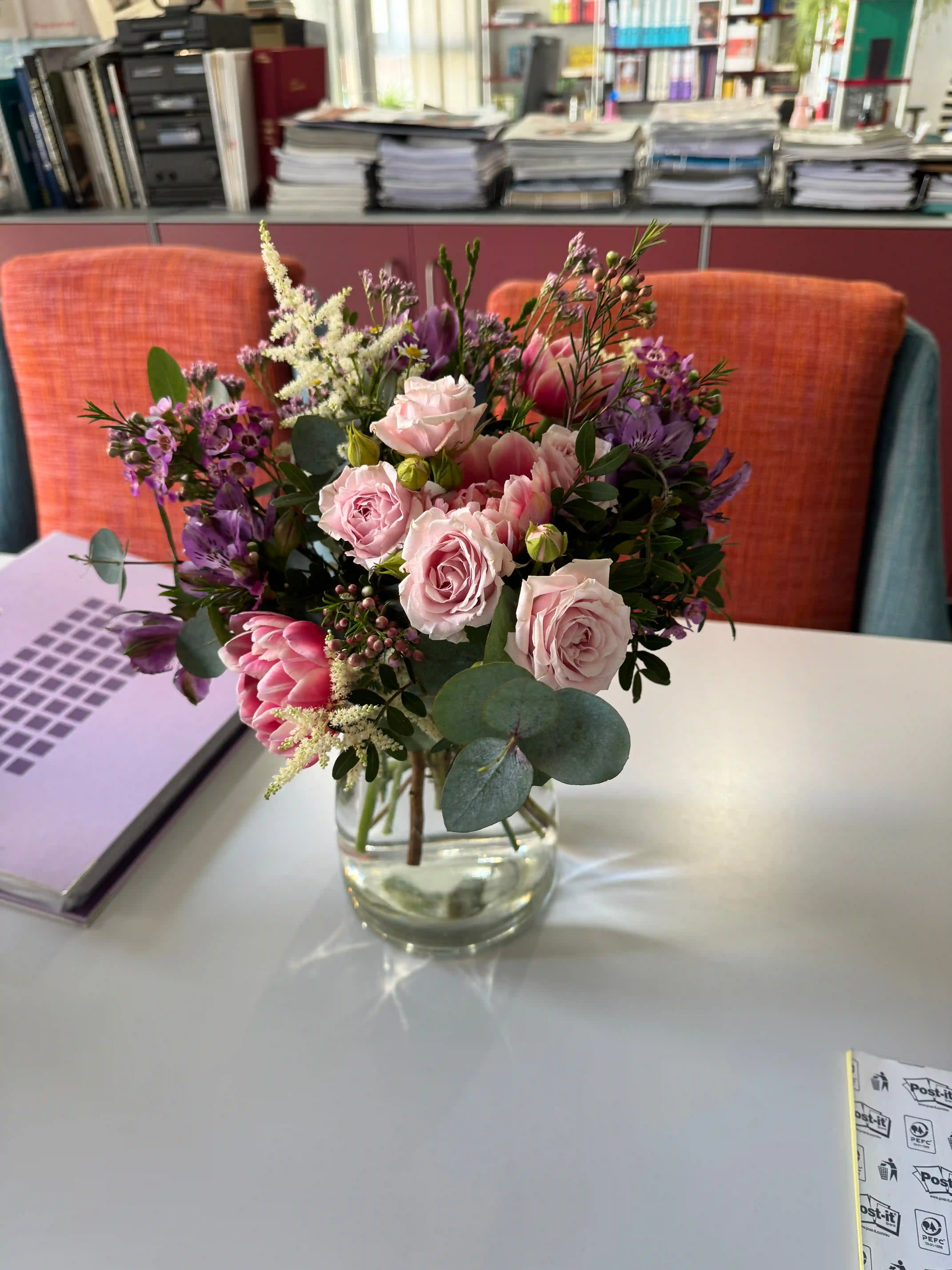 Cristal Pequeño Rosas y Astromelias