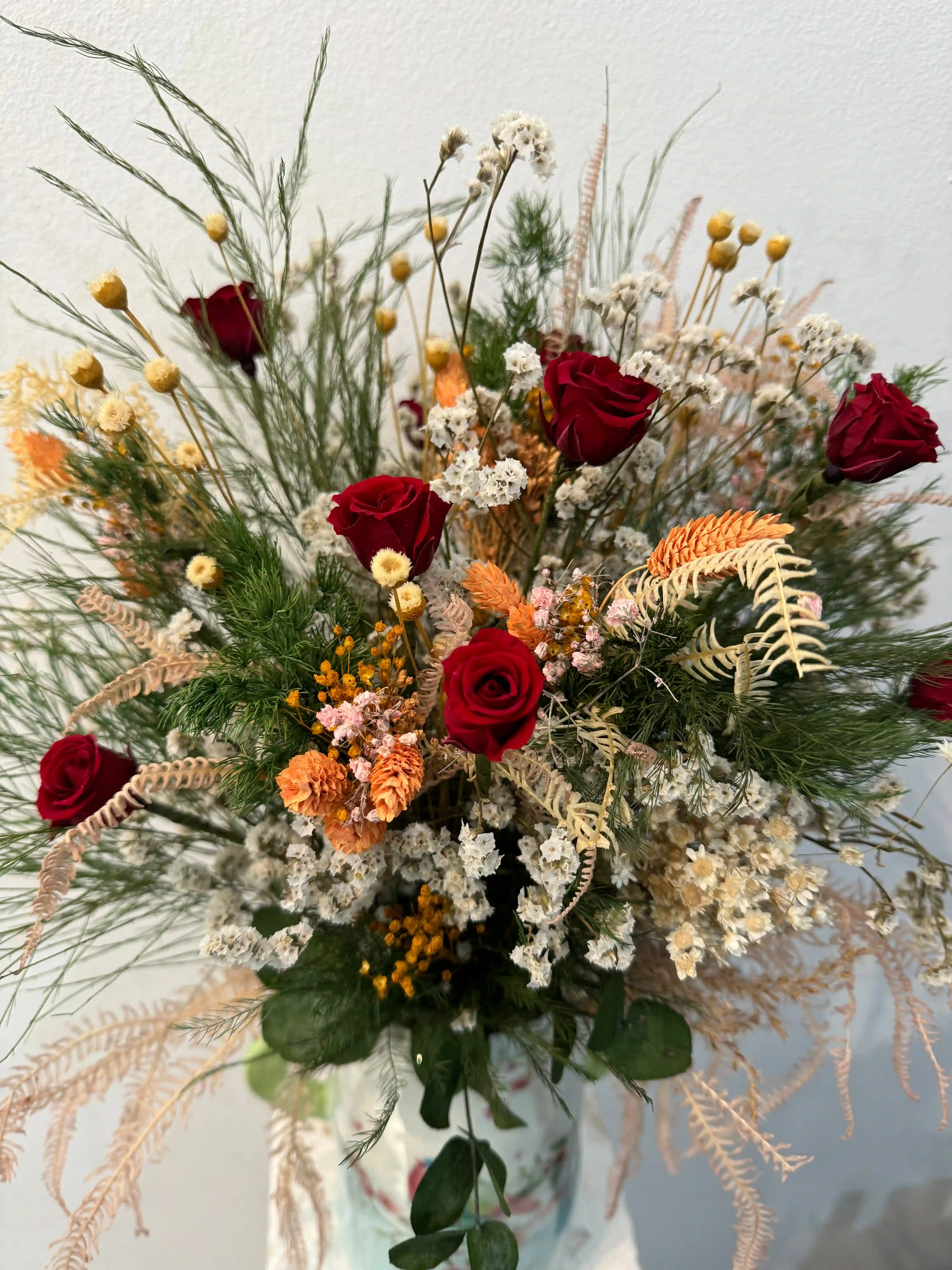 Branch of preserved flowers