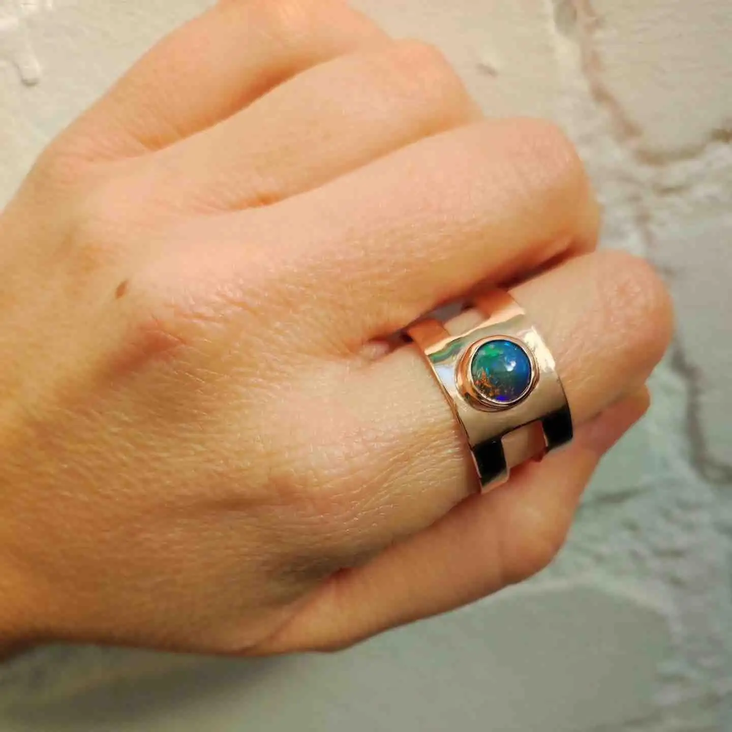 Anillo Ancho Egipcio con Ópalo - Imagen 7