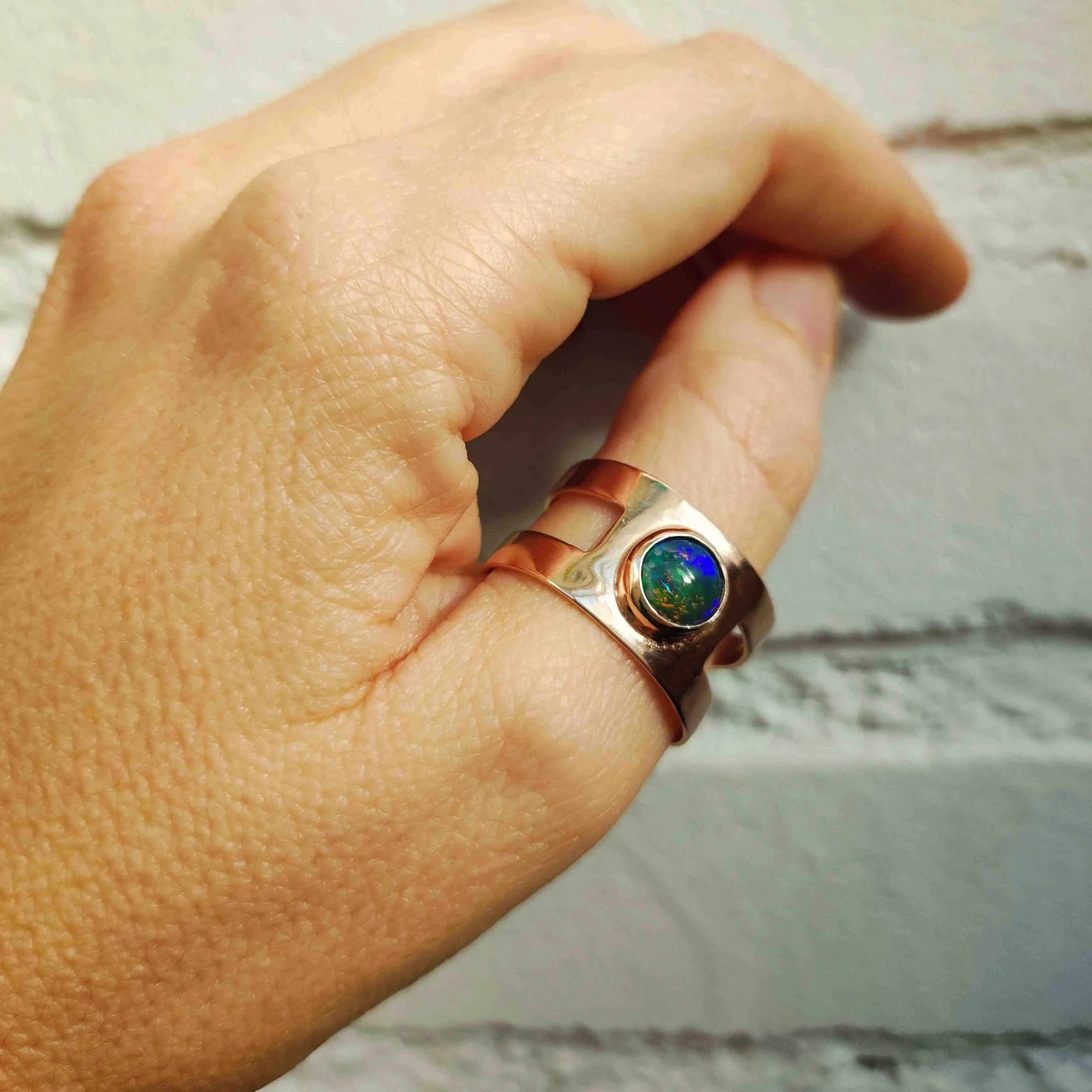Anillo Ancho Egipcio con Ópalo - Imagen 8