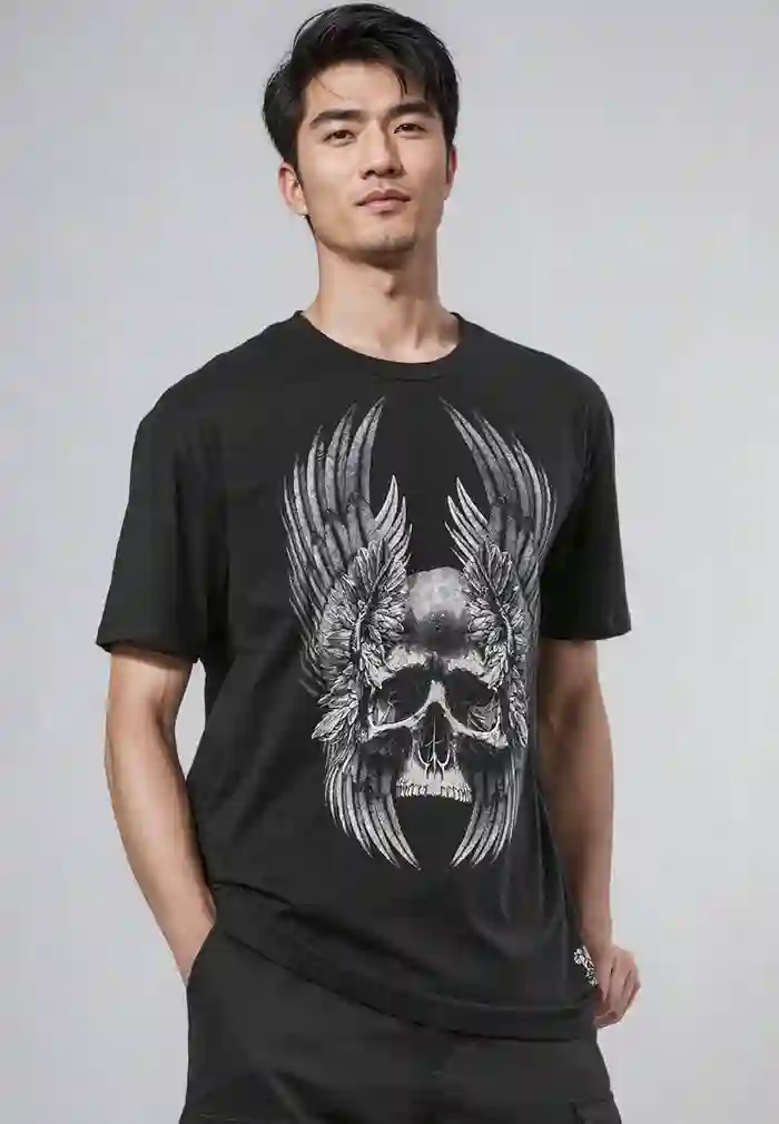 Camiseta Religion Wings Skull
