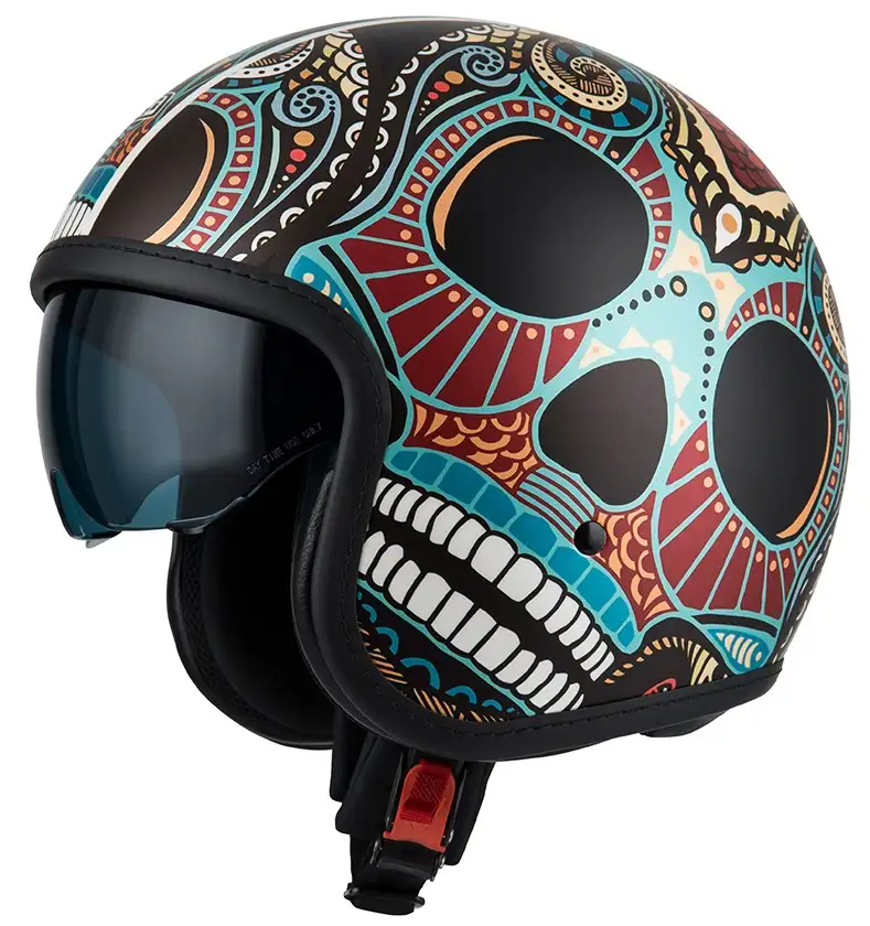 Jet helmet with solar glasses nzi skull