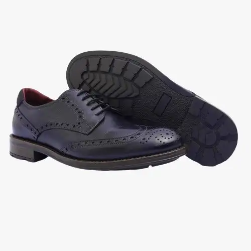 Zapato de piel estilo inglés Baerchi Zambak marino - Imagen 2