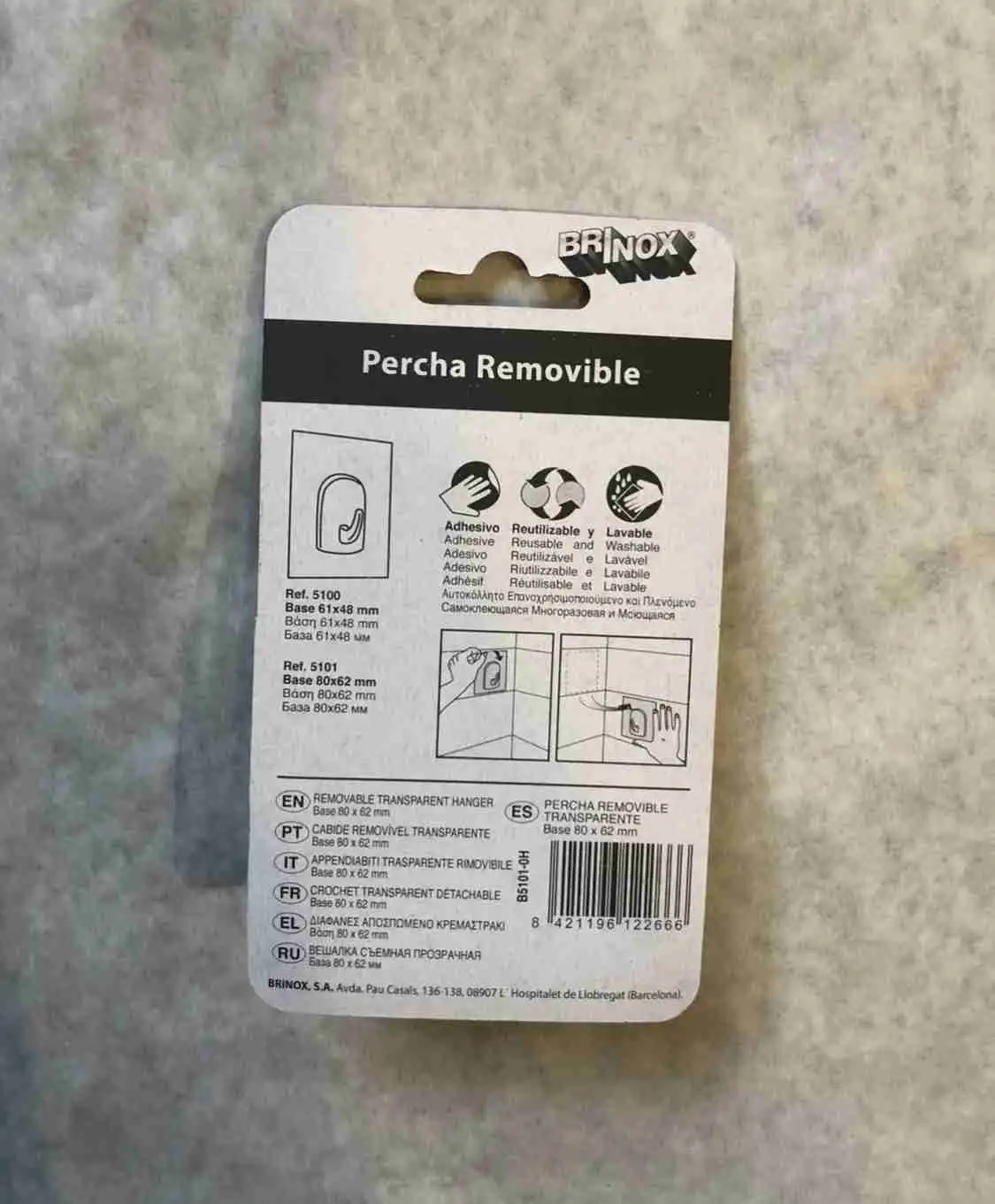 BRINOX - Gancho Adhesivo Percha - Adhesivo Reutilizable - NO MAS CLAVOS - EXTRA FUERTE - Imagen 2