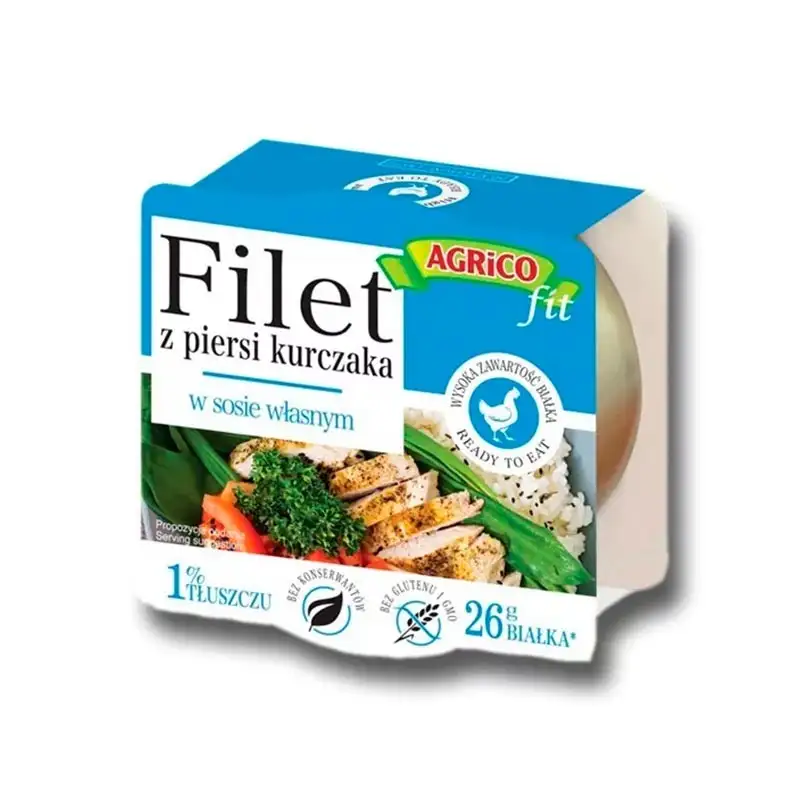 Pechuga de pollo enlatada con 26 g de proteína, Agrico