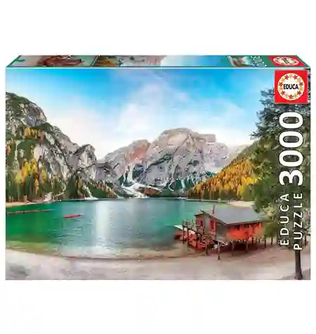 Puzzle 3000 Lago Braies en otoño - Educa