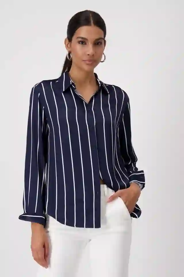 Monari Satén blouse with stripes