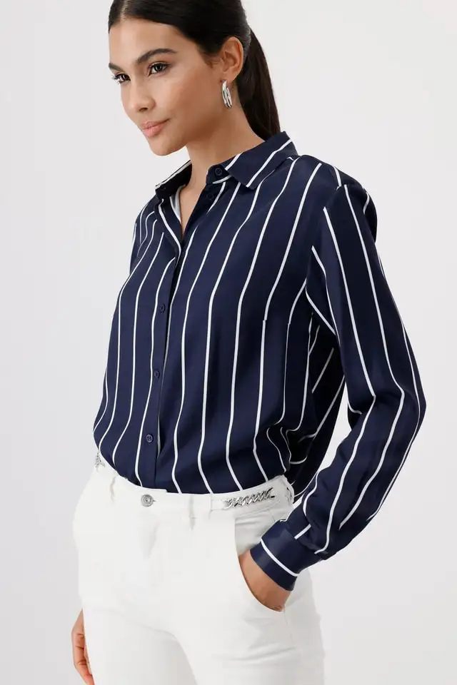 Monari Satén blouse with stripes - Image 2