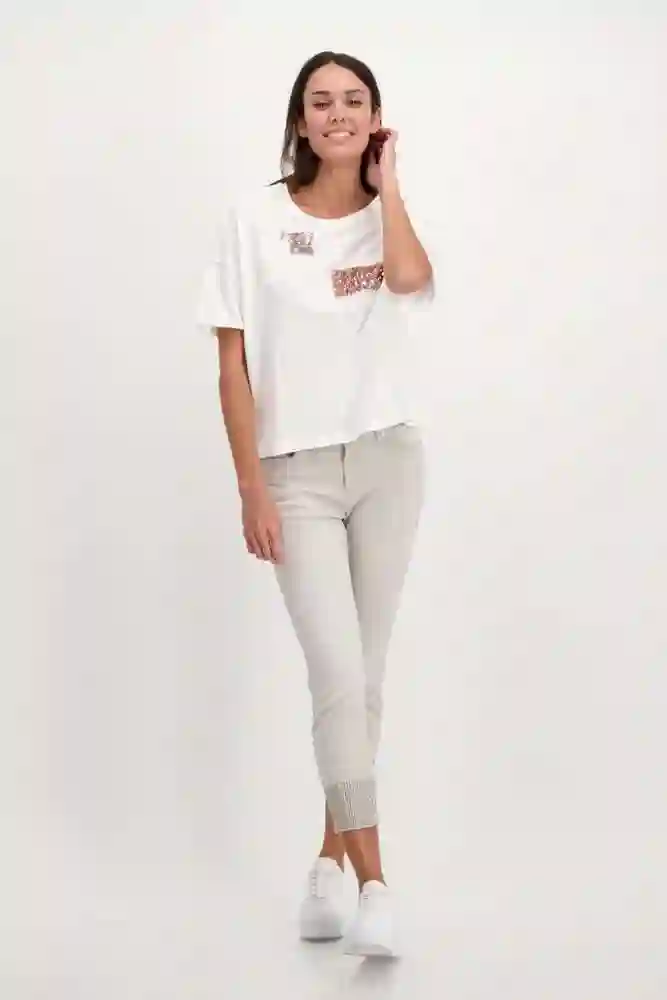 Pantalón MONARI jeans cropped pedrería