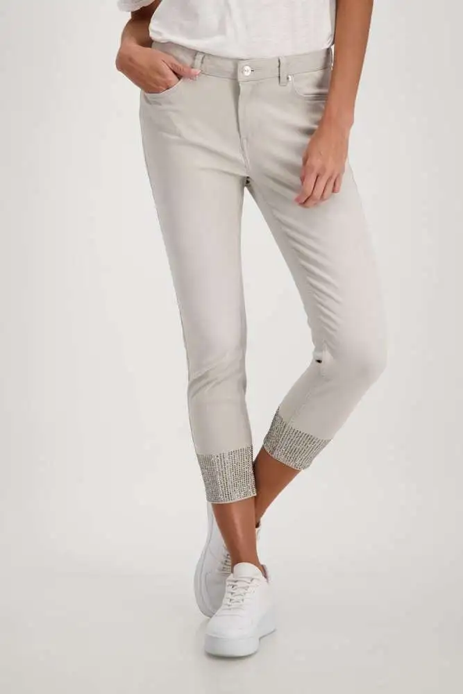 Pantalón MONARI jeans cropped pedrería - Imagen 2