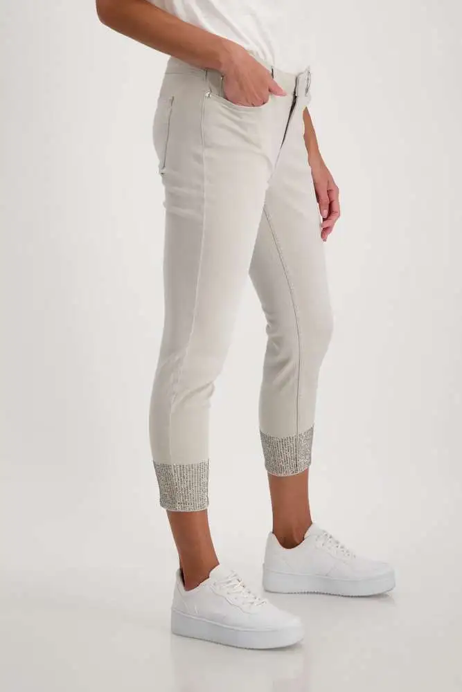 Pantalón MONARI jeans cropped pedrería - Imagen 4